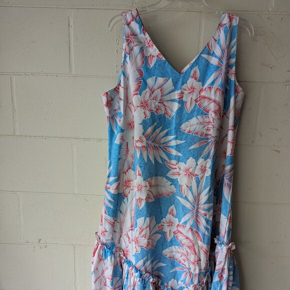 Vintage Hawaiian Dress Size Large Sleeveless Made In Hawaii All Over Print - Picture 3 of 11